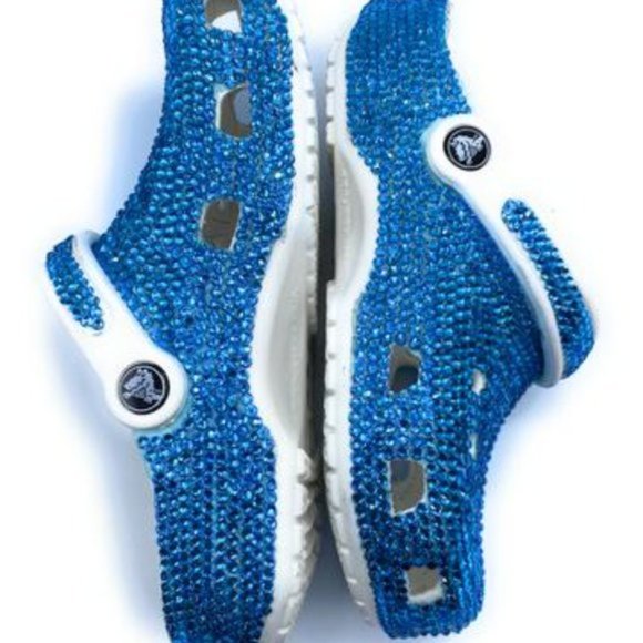 Bling Aqua Blue Rhinestones Studded Customized Clogs Adults - Picture 5 of 11